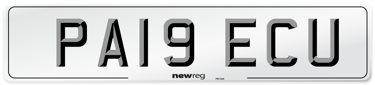 PA19 ECU Number Plate from New Reg
